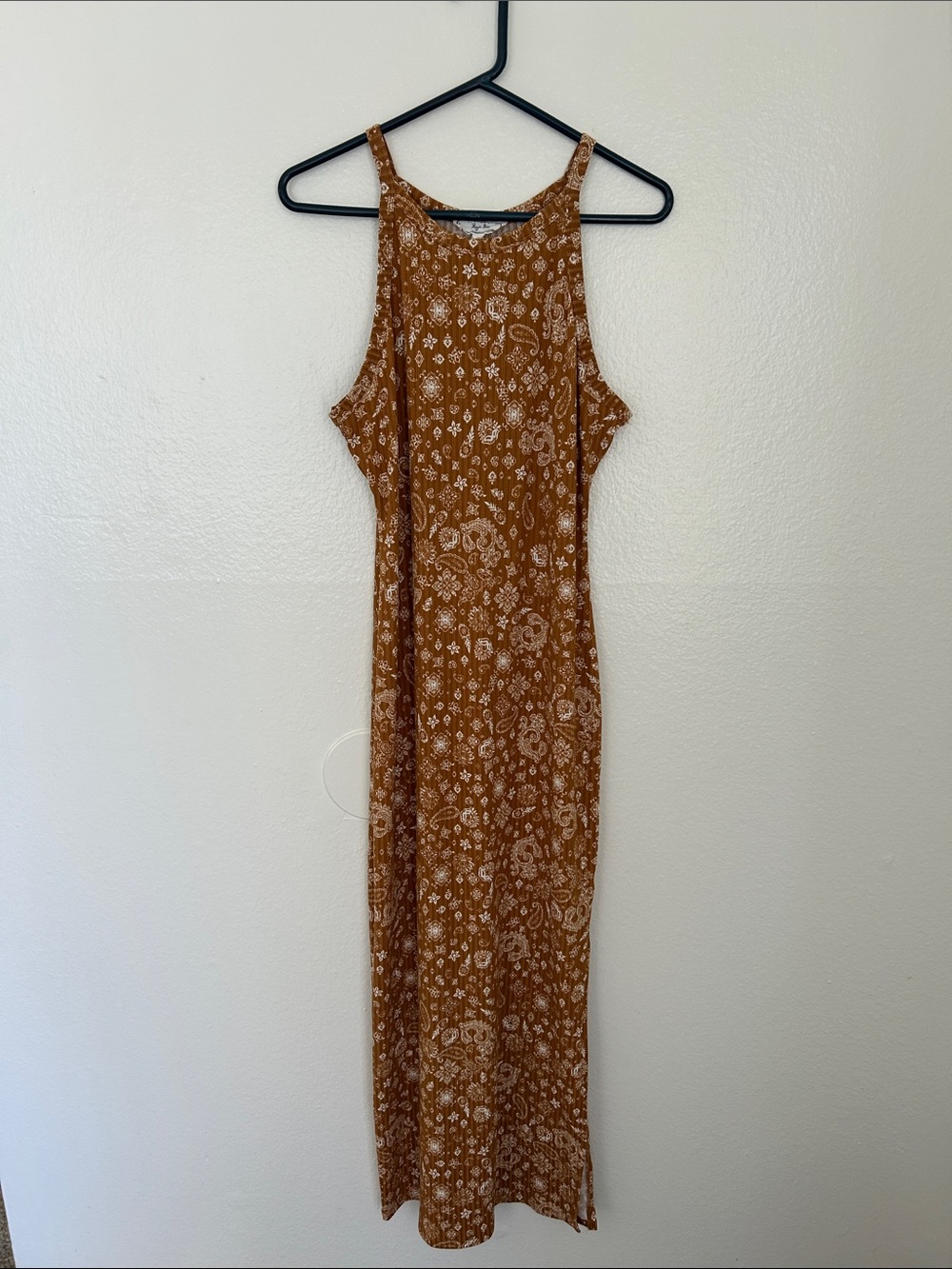 Hippie Rose Rust Brown Paisley Maxi Dress